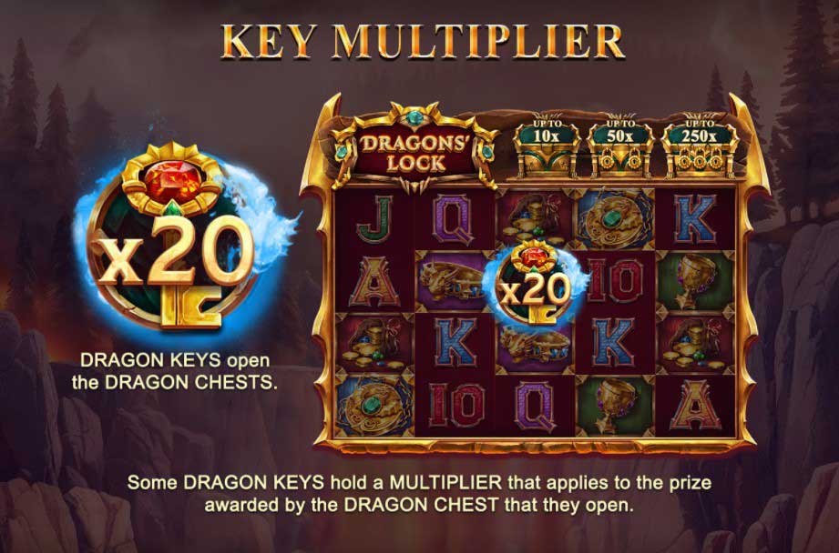 Dragons' Lock slot game key multiplier